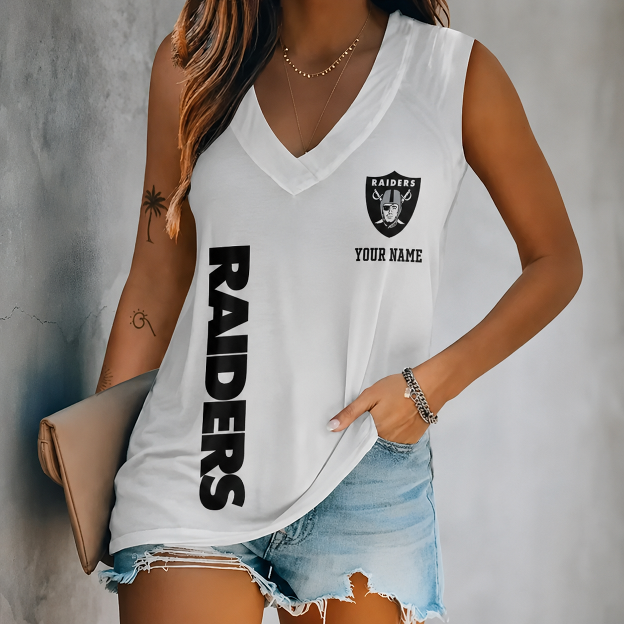 Limited Edition – Customized NFL Las Vegas Raiders Women’s V-Neck Tank Top