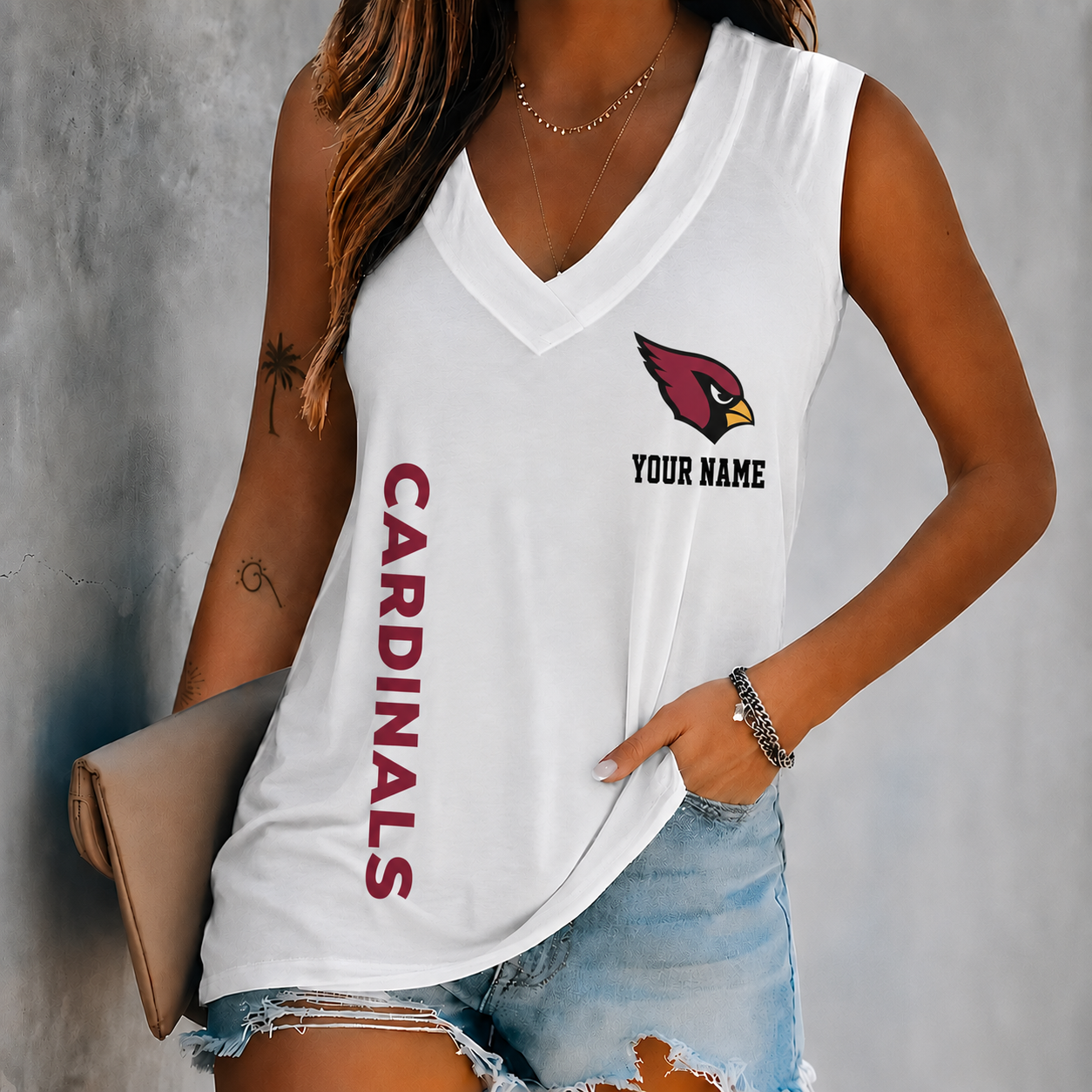 Limited Edition – Customized NFL Arizona Cardinals Women’s V-Neck Tank Top