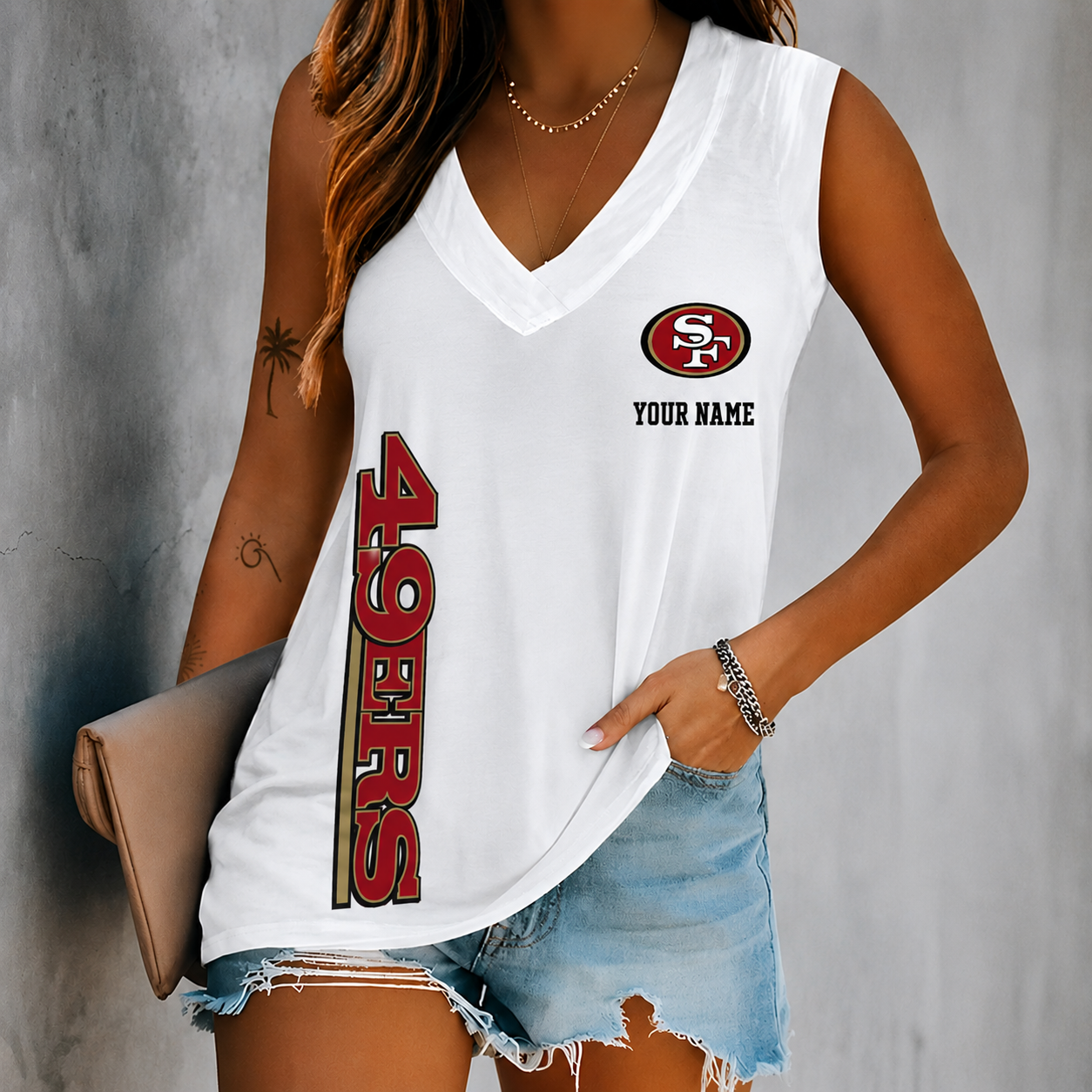 Limited Edition – Customized NFL San Francisco 49Ers Women’s V-Neck Tank Top