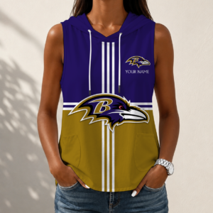Limited Edition – Customized NFL Baltimore Ravens Women’s Sleeveless Hooded Pocket Tank Top