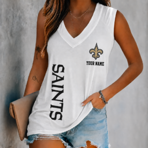 Limited Edition – Customized NFL New Orleans Saints Women’s V-Neck Tank Top