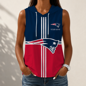 Limited Edition – Customized NFL New England Patriots Women’s Sleeveless Hooded Pocket Tank Top