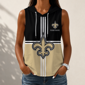 Limited Edition – Customized NFL New Orleans Saints Women’s Sleeveless Hooded Pocket Tank Top