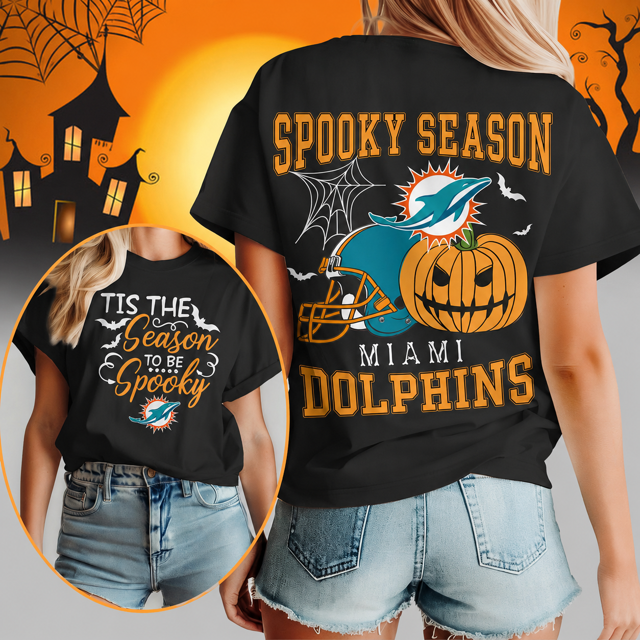 Limited Edition – Customized NFL Miami Dolphins Halloween T-Shirt