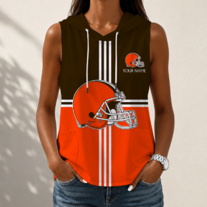 Limited Edition – Customized NFL Cleveland Browns Women’s Sleeveless Hooded Pocket Tank Top