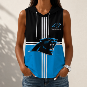 Limited Edition – Customized NFL Carolina Panthers Women’s Sleeveless Hooded Pocket Tank Top