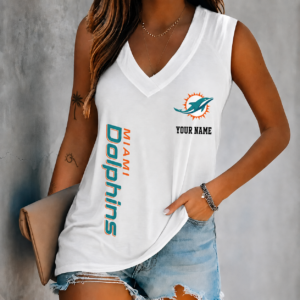 Limited Edition – Customized NFL Miami Dolphins Women’s V-Neck Tank Top