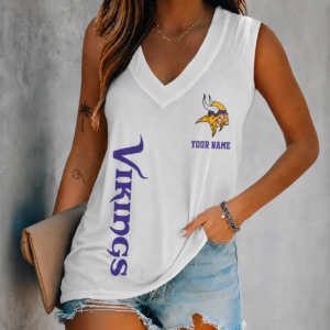 Limited Edition – Customized NFL Minnesota Vikings Women’s V-Neck Tank Top