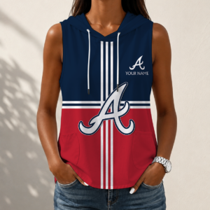 Limited Edition – Customized MLB Atlanta Braves Women’s Sleeveless Hooded Pocket Tank Top
