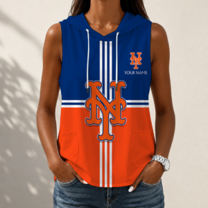 Limited Edition – Customized MLB New York Mets Women’s Sleeveless Hooded Pocket Tank Top