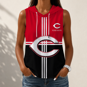 Limited Edition – Customized MLB Cincinnati Reds Women’s Sleeveless Hooded Pocket Tank Top