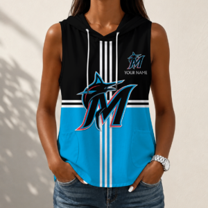 Limited Edition – Customized MLB Miami Marlins Women’s Sleeveless Hooded Pocket Tank Top