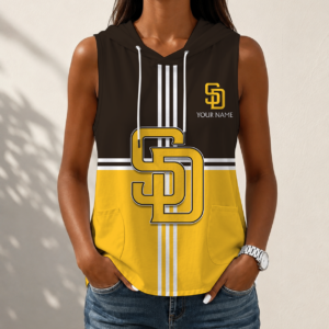 Limited Edition – Customized MLB San Diego Padres Women’s Sleeveless Hooded Pocket Tank Top