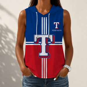Limited Edition – Customized MLB Texas Rangers Women’s Sleeveless Hooded Pocket Tank Top