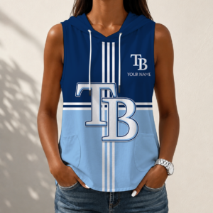 Limited Edition – Customized MLB Tampa Bay Rays Women’s Sleeveless Hooded Pocket Tank Top