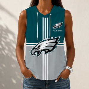 Limited Edition – Customized NFL Philadelphia Eagles Women’s Sleeveless Hooded Pocket Tank Top