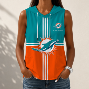 Limited Edition – Customized NFL Miami Dolphins Women’s Sleeveless Hooded Pocket Tank Top