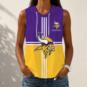 Limited Edition – Customized NFL Minnesota Vikings Women’s Sleeveless Hooded Pocket Tank Top