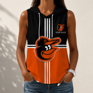 Limited Edition – Customized MLB Baltimore Orioles Women’s Sleeveless Hooded Pocket Tank Top