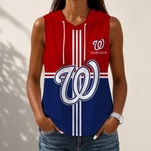 Limited Edition – Customized MLB Washington Nationals Women’s Sleeveless Hooded Pocket Tank Top