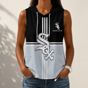 Limited Edition – Customized MLB Chicago White Sox Women’s Sleeveless Hooded Pocket Tank Top
