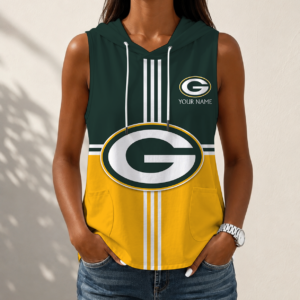 Limited Edition – Customized NFL Green Bay Packers Women’s Sleeveless Hooded Pocket Tank Top