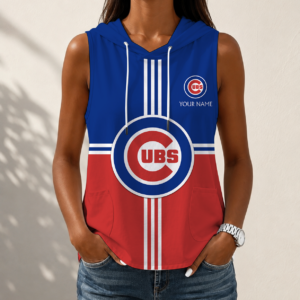 Limited Edition – Customized MLB Chicago Cubs Women’s Sleeveless Hooded Pocket Tank Top
