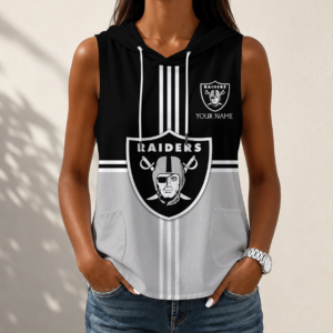 Limited Edition – Customized NFL Las Vegas Raiders Women’s Sleeveless Hooded Pocket Tank Top