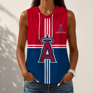 Limited Edition – Customized MLB Los Angeles Angels Women’s Sleeveless Hooded Pocket Tank Top