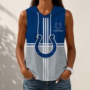 Limited Edition – Customized NFL Indianapolis Colts Women’s Sleeveless Hooded Pocket Tank Top