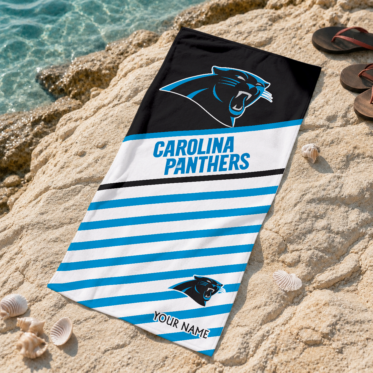 Limited Edition – Customized NFL Carolina Panthers Beach Towel
