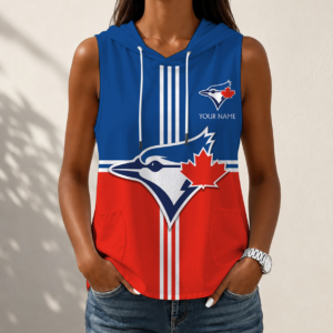 Limited Edition – Customized MLB Toronto Blue Jays Women’s Sleeveless Hooded Pocket Tank Top