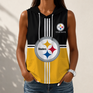 Limited Edition – Customized NFL Pittsburgh Steelers Women’s Sleeveless Hooded Pocket Tank Top