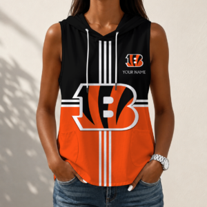 Limited Edition – Customized NFL Cincinnati Bengals Women’s Sleeveless Hooded Pocket Tank Top