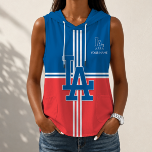 Limited Edition – Customized MLB Los Angeles Dodgers Women’s Sleeveless Hooded Pocket Tank Top