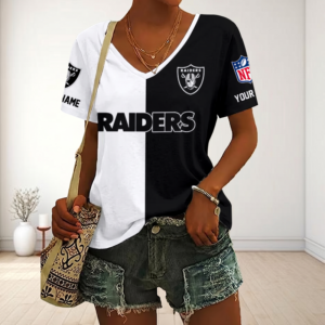 Limited Edition – Customized NFL Las Vegas Raiders V-Neck Female Shirt