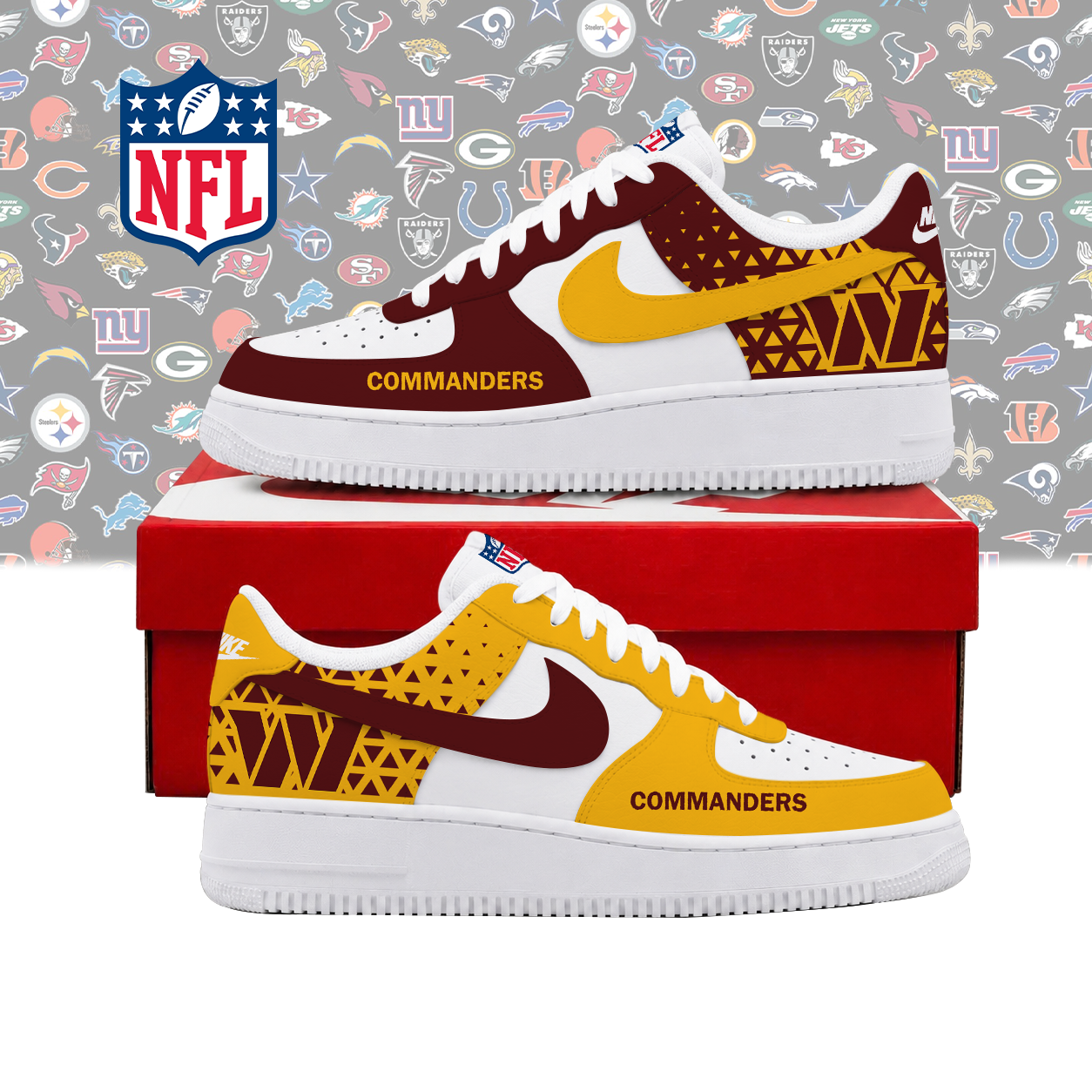 Limited Edition – Customized NFL Washington Commanders Air Force 1 Shoes