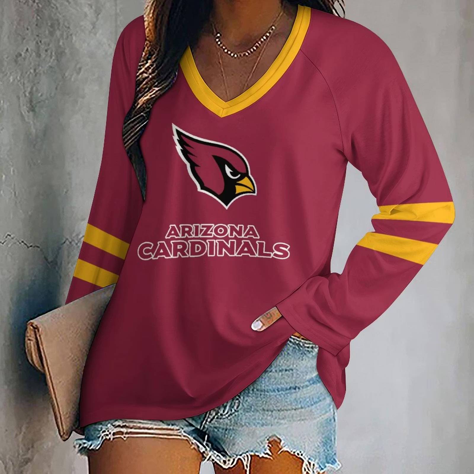 Limited Edition – Customized NFL Arizona Cardinals Women’s V-Neck Long Sleeved Shirt