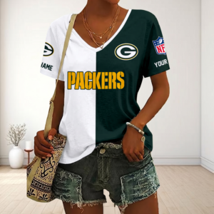 Limited Edition – Customized NFL Green Bay Packers V-Neck Female Shirt