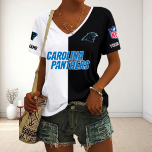 Limited Edition – Customized NFL Carolina Panthers V-Neck Female Shirt