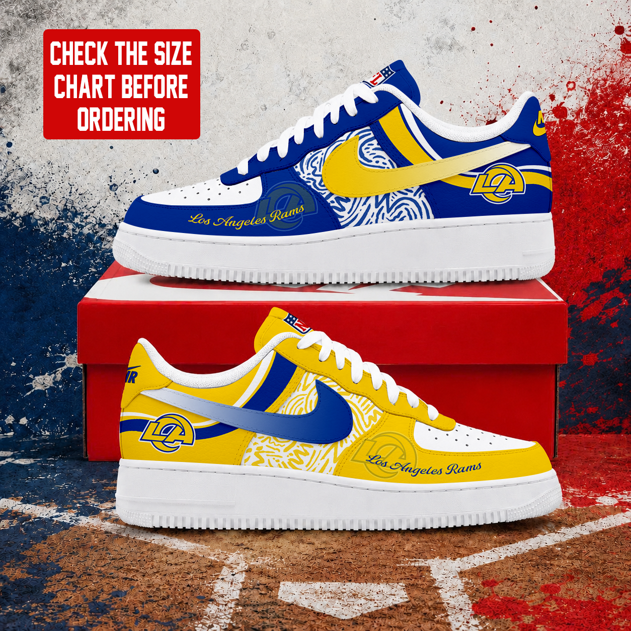 Limited Edition – Customized NFL Los Angeles Rams Air Force 1 Shoes