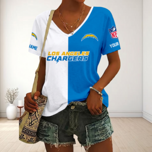 Limited Edition – Customized NFL Los Angeles Chargers V-Neck Female Shirt