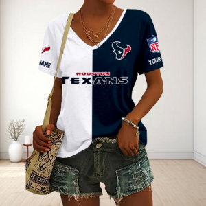 Limited Edition – Customized NFL Houston Texans V-Neck Female Shirt