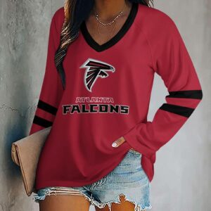 Limited Edition – Customized NFL Atlanta Falcons Women’s V-Neck Long Sleeved Shirt