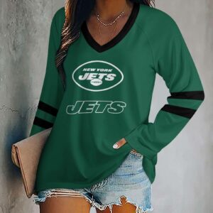 Limited Edition – Customized NFL New York Jets Women’s V-Neck Long Sleeved Shirt