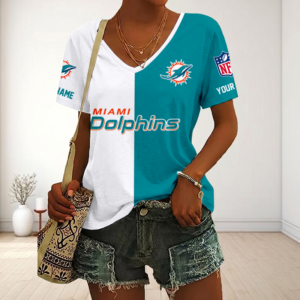 Limited Edition – Customized NFL Miami Dolphins V-Neck Female Shirt