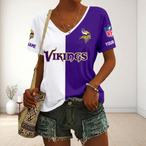 Limited Edition – Customized NFL Minnesota Vikings V-Neck Female Shirt