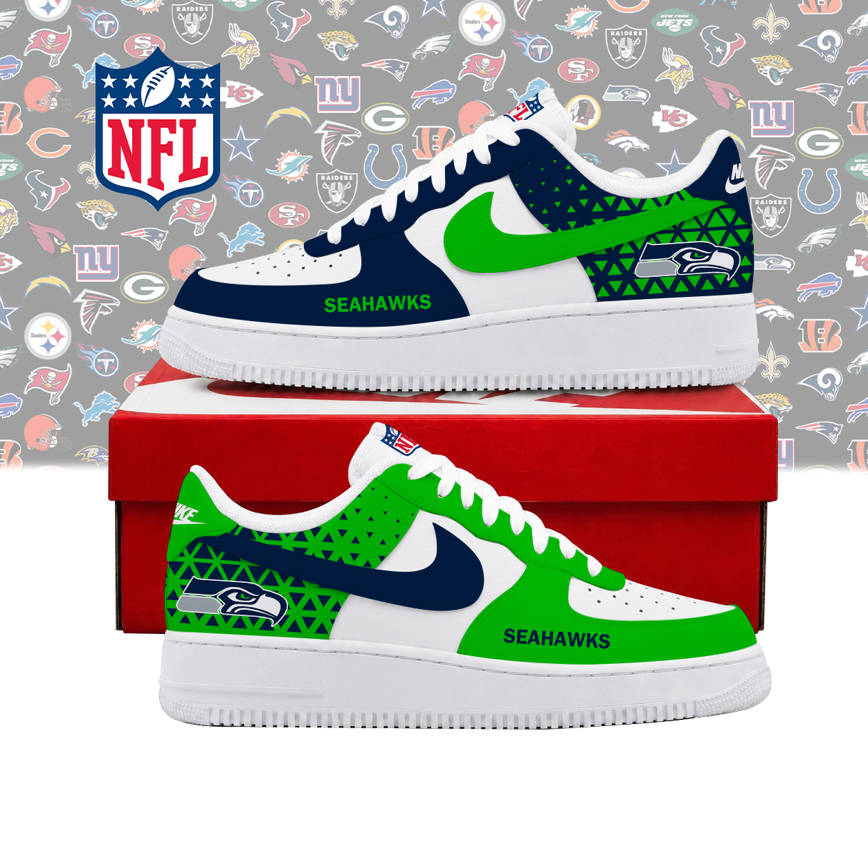 Limited Edition – Customized NFL Seattle Seahawks Air Force 1 Shoes