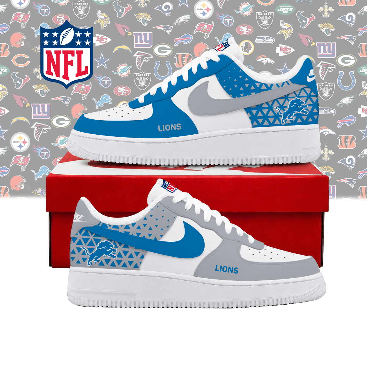 Limited Edition – Customized NFL Detroit Lions Air Force 1 Shoes