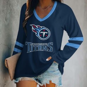 Limited Edition – Customized NFL Tennessee Titans Women’s V-Neck Long Sleeved Shirt